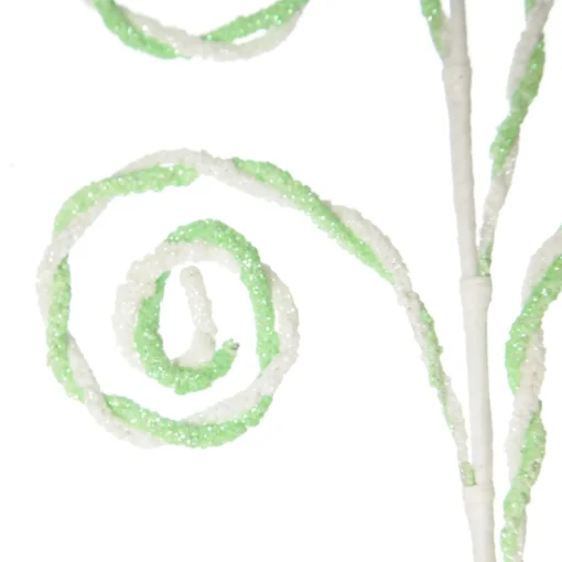 Mint and White Chenille Stick Candy Cane Christmas Pick Cheap