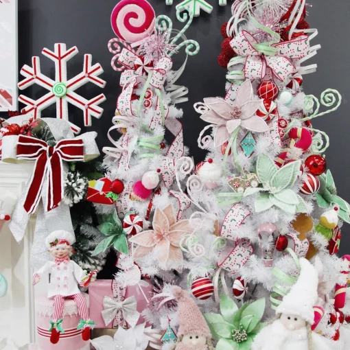 Mint and White Chenille Stick Candy Cane Christmas Pick Cheap