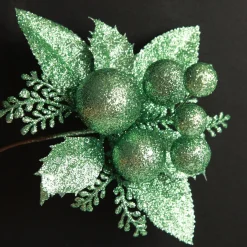 Mint Glitter Ball and Leaf Pick - Set of 2 Mint Glitter Ball And Leaf Pick - Set Of 2 Cheap