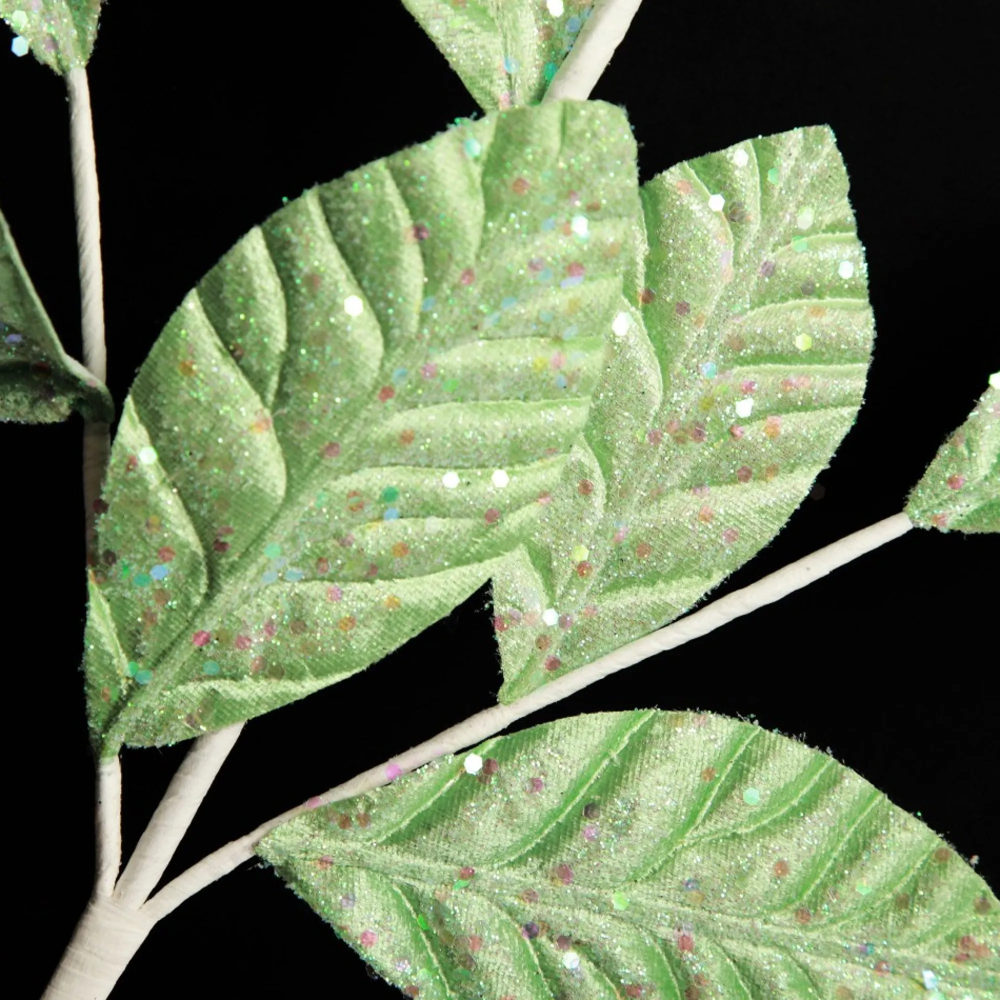 Mint Green Glitter Leaf Spray New