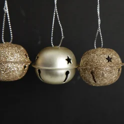 Mixed Finish Gold 4cm Jingle Bell Decorations - Bag of 4 Store