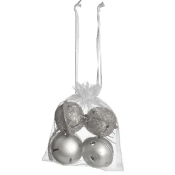 Mixed Finish Silver 4cm Jingle Bell Decorations - Bag of 4 Fashion