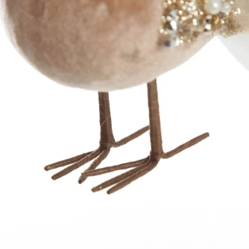 Mocha Velvet Beaded Standing Bird Cheap