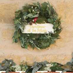 Native Eucalyptus Leaf Christmas Wreath with White Berries Cheap