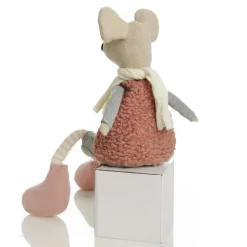 Natural Calico Fabric Boy Mouse Grey and Pink Cheap