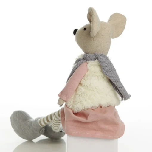 Natural Calico Fabric Girl Mouse Grey and Pink Fashion