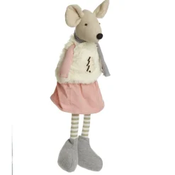 Natural Calico Fabric Girl Mouse Grey and Pink Fashion