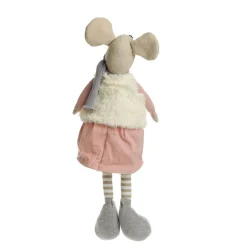 Natural Calico Fabric Girl Mouse Grey and Pink Fashion