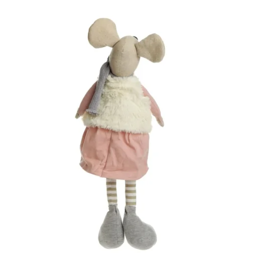 Natural Calico Fabric Girl Mouse Grey and Pink Fashion