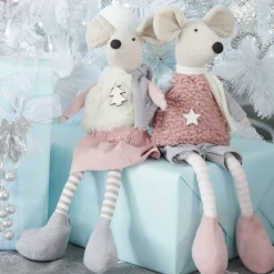 Natural Calico Fabric Girl Mouse Grey and Pink Fashion