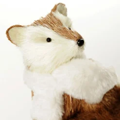 Natural Sisal Fox with white fluffy scarf Cheap