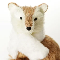 Natural Sisal Fox with white fluffy scarf Cheap