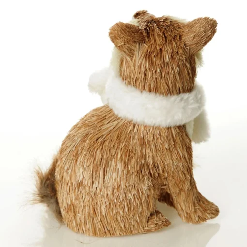 Natural Sisal Fox with white fluffy scarf Cheap