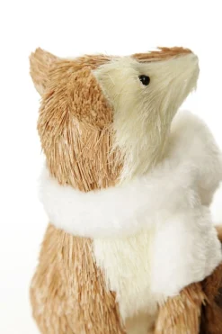 Natural Sisal Fox with white fluffy scarf Cheap