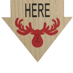 Natural Wood Santa Please Stop Here Arrow Sign - Red Reindeer Online