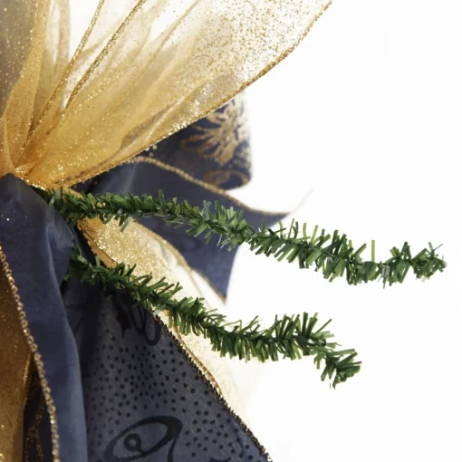 Navy and Gold Glitter Deluxe Tree Topper Bow with Streamers Cheap