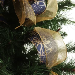 Navy and Gold Glitter Deluxe Tree Topper Bow with Streamers Cheap