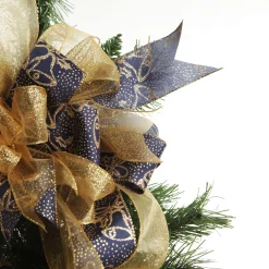 Navy and Gold Glitter Deluxe Tree Topper Bow with Streamers Cheap
