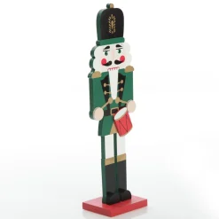 Painted Green Drummer Plywood Nutcracker Christmas Ornament on Base Shop