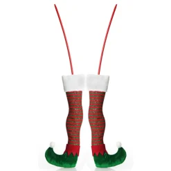 Pair of Red and Green Striped Christmas Elf Legs - Large Cheap
