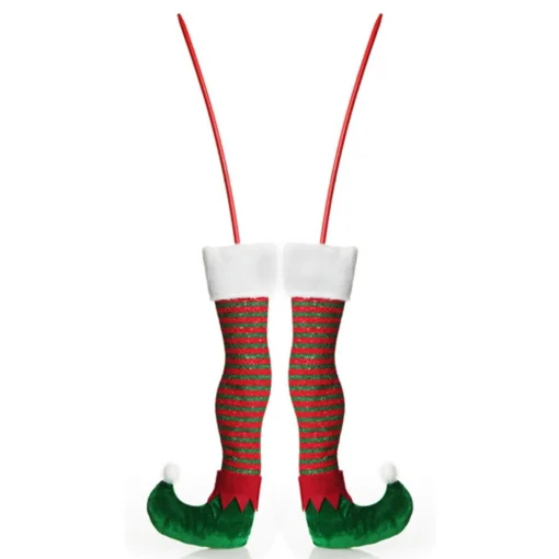 Pair of Red and Green Striped Christmas Elf Legs - Large Cheap