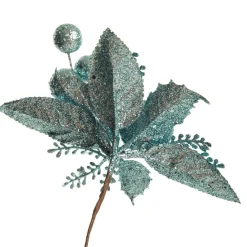 Pale Blue Glitter Ball and Leaf Pick - Set of 2 Pale Blue Glitter Ball And Leaf Pick - Set Of 2 Best