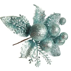 Pale Blue Glitter Ball and Leaf Pick - Set of 2 Pale Blue Glitter Ball And Leaf Pick - Set Of 2 Best