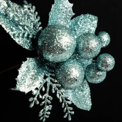 Pale Blue Glitter Ball and Leaf Pick - Set of 2 Pale Blue Glitter Ball And Leaf Pick - Set Of 2 Best