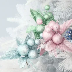 Pale Blue Glitter Ball and Leaf Pick - Set of 2 Pale Blue Glitter Ball And Leaf Pick - Set Of 2 Best