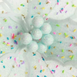 Pale Blue Poinsettia Flower Stem with Multicoloured Sprinkles Cheap
