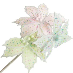 Pale Blue Poinsettia Flower Stem with Multicoloured Sprinkles Cheap