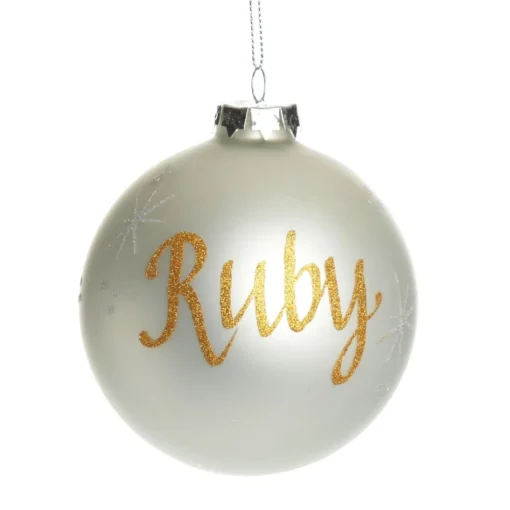 Pearl Glass Personalised Christmas Bauble Outlet