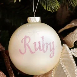 Pearl Glass Personalised Christmas Bauble Outlet