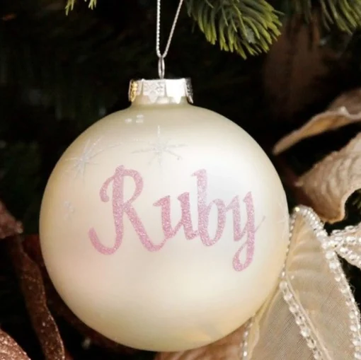 Pearl Glass Personalised Christmas Bauble Outlet
