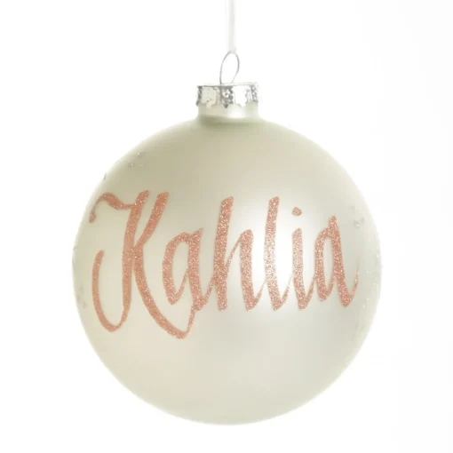 Pearl Glass Personalised Christmas Bauble Outlet