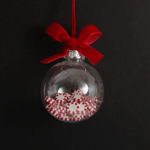 Peppermint Candy Filled Bauble Clear Shatterproof Bauble Online