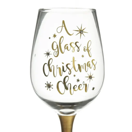 Personalised 'A Glass of Christmas Cheer' Wine Glass Gold Stem Discount