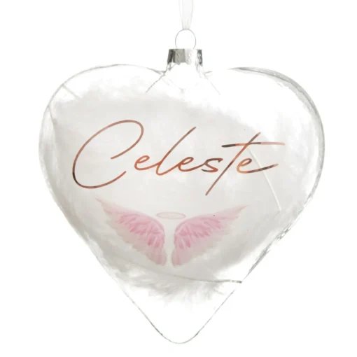 Personalised Angel Wings Feather Glass Heart Hot