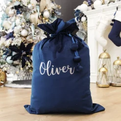 Personalised Blue Velvet Santa Sack Fashion
