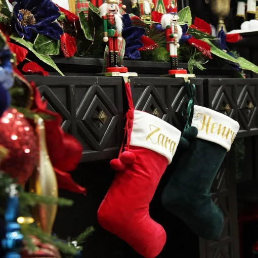 Personalised Bottle Green Velvet Christmas Stocking Outlet