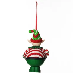 Personalised Boy Elf with Candy Cane Christmas Ornament Best