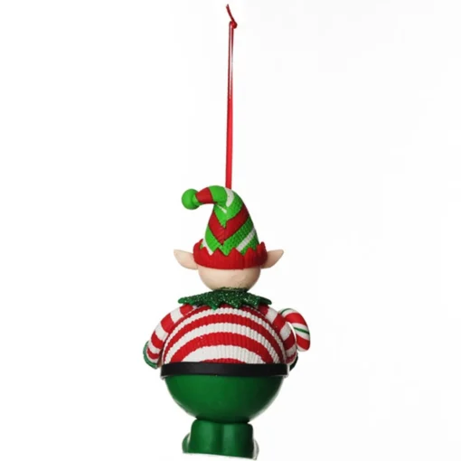 Personalised Boy Elf with Candy Cane Christmas Ornament Best