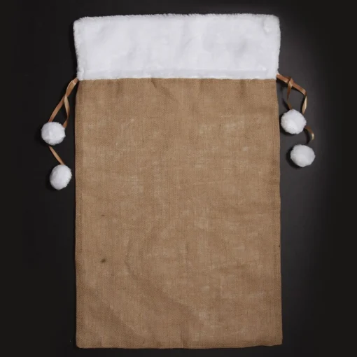 Personalised Burlap and White Fur Santa Sack Best