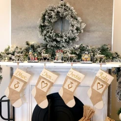 Personalised Burlap Heart Christmas Stocking Flash Sale
