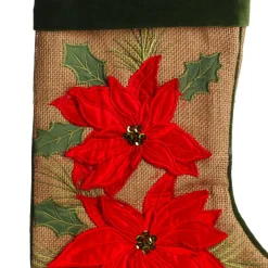 Personalised Burlap Poinsettia Christmas Stocking Store