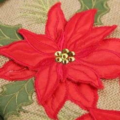 Personalised Burlap Poinsettia Christmas Stocking Store