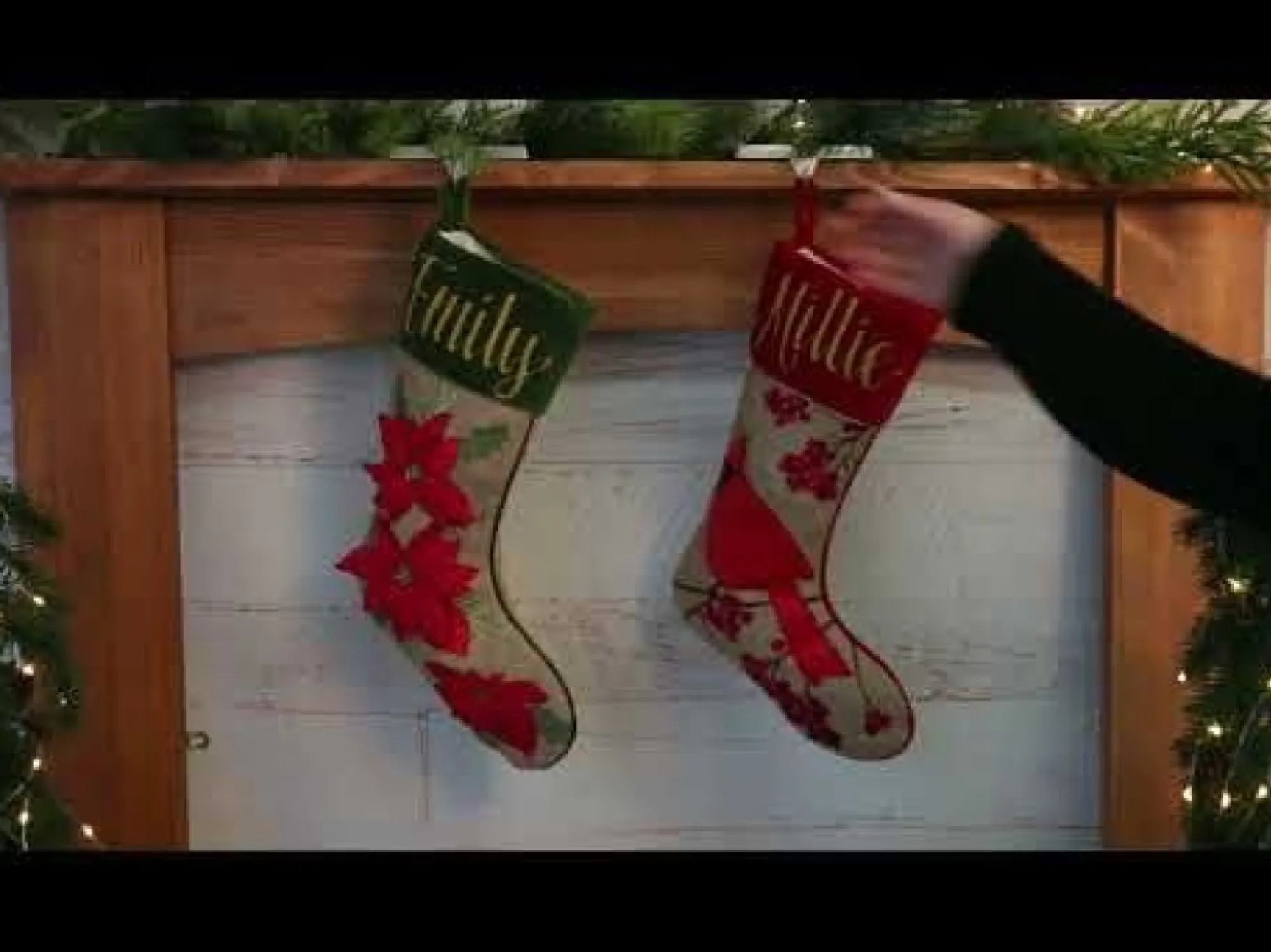 Personalised Burlap Poinsettia Christmas Stocking Store