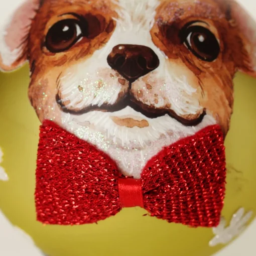 Personalised Chihuahua Dog with Red Bow Tie Lime Christmas Bauble Best