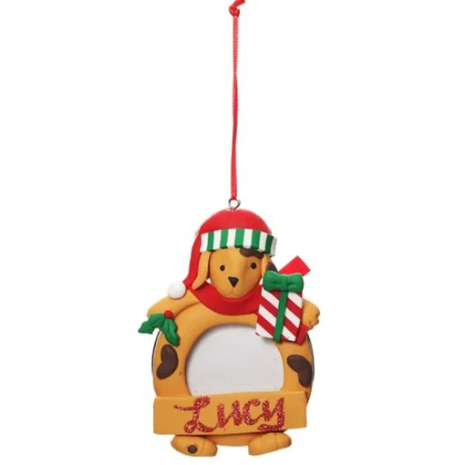 Personalised Christmas Dog Photo Frame Decoration Discount