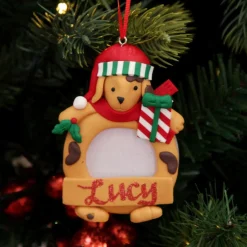 Personalised Christmas Dog Photo Frame Decoration Discount